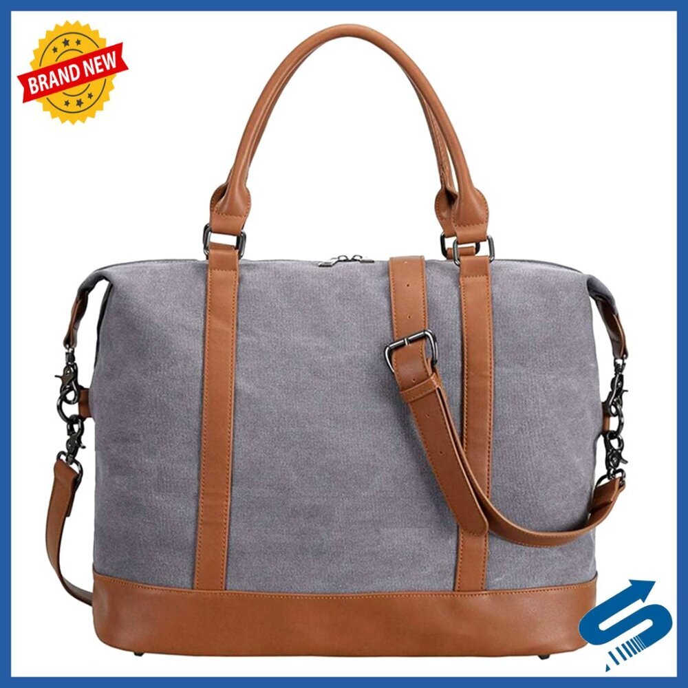 Canvas Travel Tote with Zipper Weekender Overnight Bag Trolley Sleeve